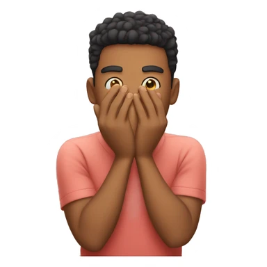 Blushing emoji covering his face with hands sticker