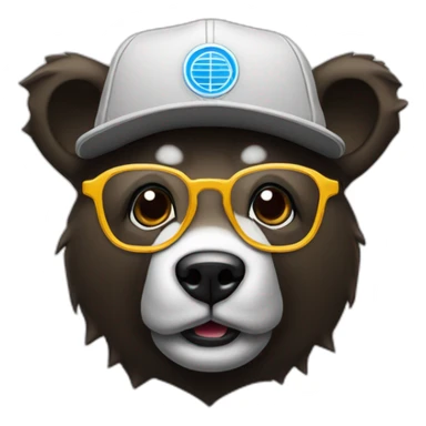 un oso con lentes oscuros y gorra negra sticker