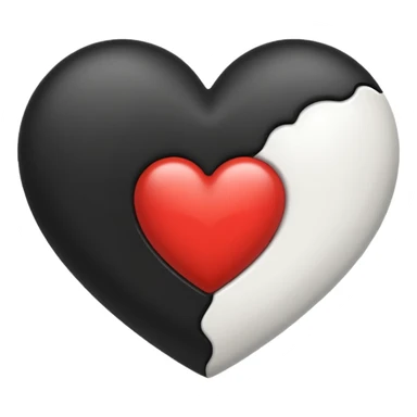 Yarı siyah yarı beyaz kalp sticker