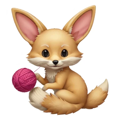 fennec playing with yarn ball  sticker