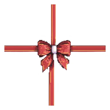red ribbon bow with knot pixel art sticker