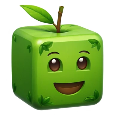 3D Apple style emoticons for Minecraft grass blocks, cube shaped with grass on top sticker