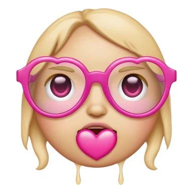 Drooling emoji with pink heart eyeglasses sticker