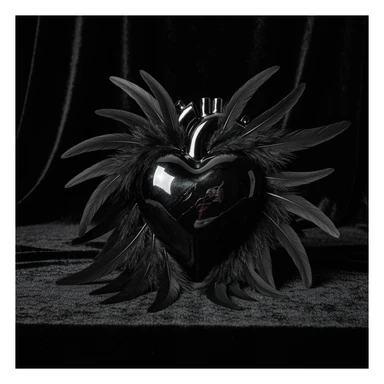 gothic heart with black feathers sticker