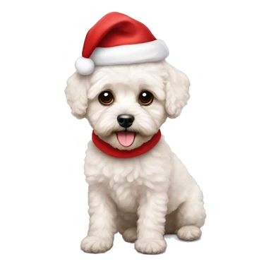 Maltipoo with Santa hat sticker