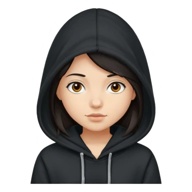 girl with a hood on with dark hair sticker