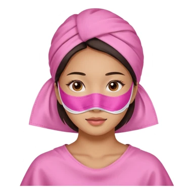 Asian girl with pink facial sheet mask pack sticker