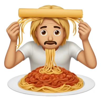 man breaking spaghetti sticker