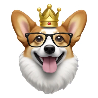 Sniffa tri colored corgi with a crown and glasses sticker