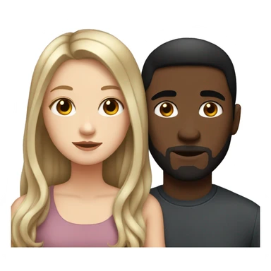 White girl with straight hair and her dark boyfriend with wavy hair sticker