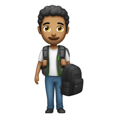 Arabic guy holding a backpack sticker