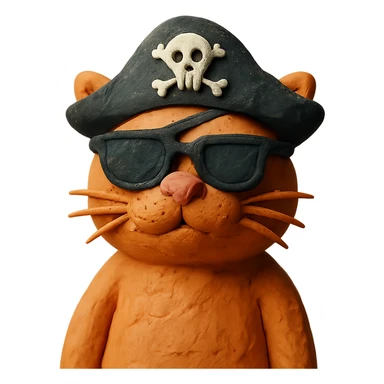 cat wearing sunglasses and a pirate hat sticker