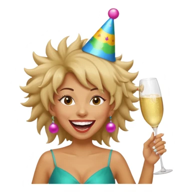Funny, fast-talking, a little unpredictable. Life of the party vibes. woman with crazy hair
more dinamic emoji  sticker
