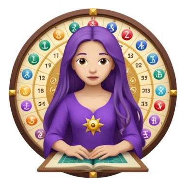 A woman astrologer wearing purple dress and long haircalculating her birth chart  sticker