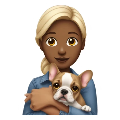 Woman holding fawn French bulldog  sticker