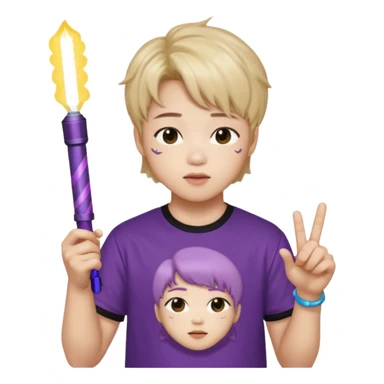Park jimin wearing a Hendrix shirt and light stick sticker