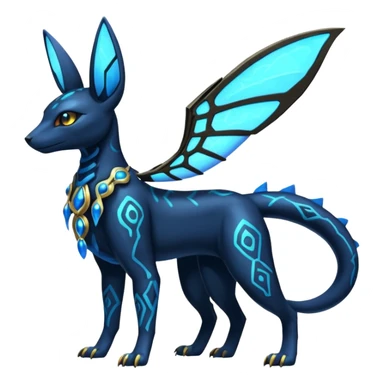 Shiny blue nebulae 4-legged Umbreon-Anubis-Salandit-Beedrill-fusion, full body sticker