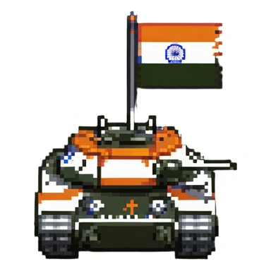Indian Arjun battle tank with Indian flag colors in pixel art sticker