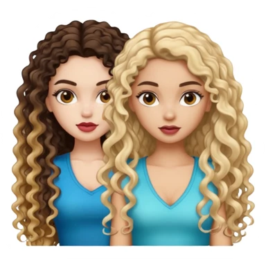 split dye leftside blonde rightside brunette long curly hair, pretty pale Latina bratz baddie sticker