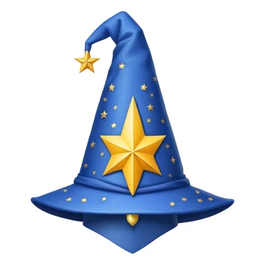 blue wizard hat with star-yellow pattern sticker