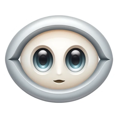 stylized capital letter O in white, almond-shaped gradient oval eye form, silver curved accents on each side, symbol of vision and focus sticker