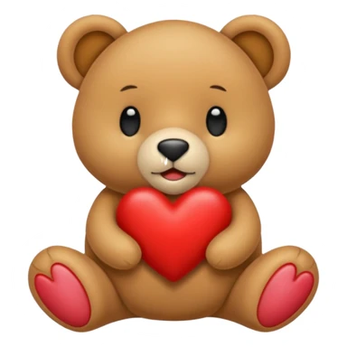 Orsetto con il peluche che tiene un cuore rosso sticker