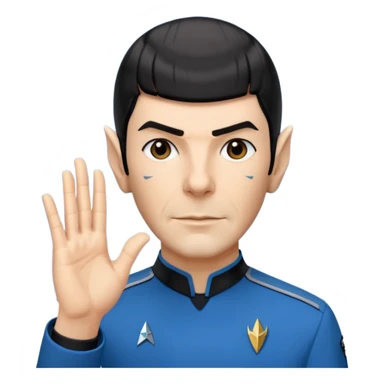 Spock with the Vulcan salute with Starfleet blue uniform (Star Trek) no green face sticker