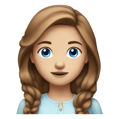 Girl Blue eyes middle Long Brown hair sticker