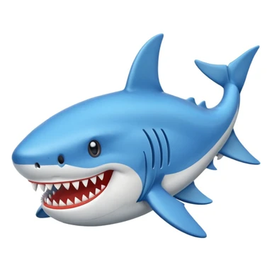 Un tiburón con zapatillas azules puestas sticker