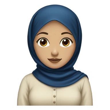 a light skin hijabi, wearing a dark blue hijab and a cream top  sticker
