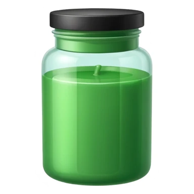 a plastic jar filled with green wax sticker