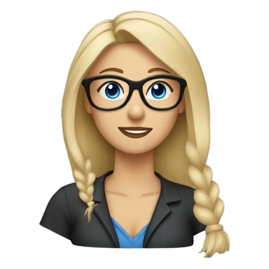 blonde woman wearing glasses with blue eyes with german shepherd sticker