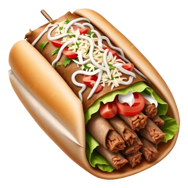 Doner Kebab Cinematic Realistic Doner Kebab Dish Emoji, depicted as iconic, spiced meat wrapped in foil and paper, rendered with lifelike textures and dynamic, appetizing lighting. sticker