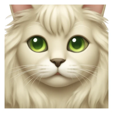 Beige cat with green eyes fluffy long hair sticker
