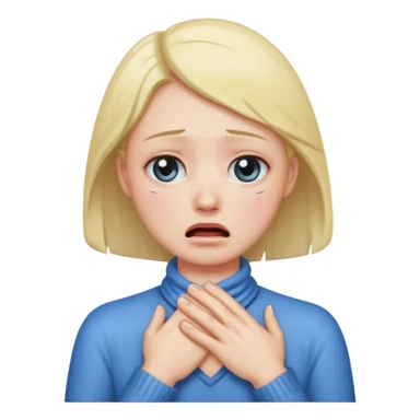 crying face with hands around neck sticker