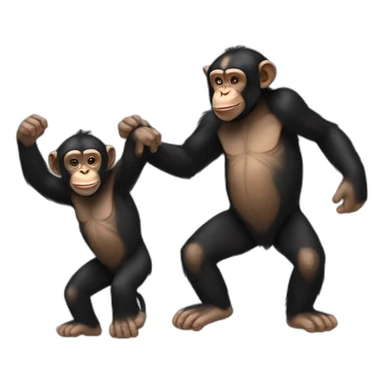 Un chimpancé abrazando a otro chimpancé  sticker