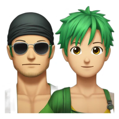 Zoro and Robin and chopper on one piece sticker