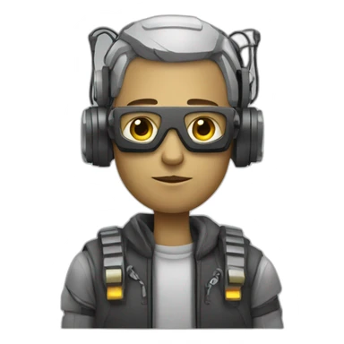 dystopian world male robot programmer sticker