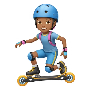 Roller blader black child sticker