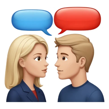 a person chatting up another person, one white male, one white woman facing each other talking with speech bubbles above their head sticker