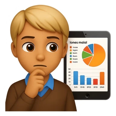 Person reading data and graphs in apple emoji style with a pink background. sticker