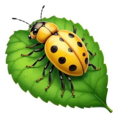  cute yellow lady bug on leaf sticker