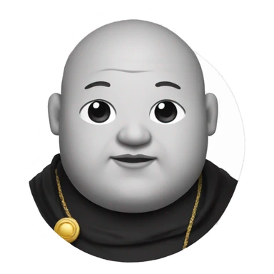 fat monk in black and white robe with halo sticker