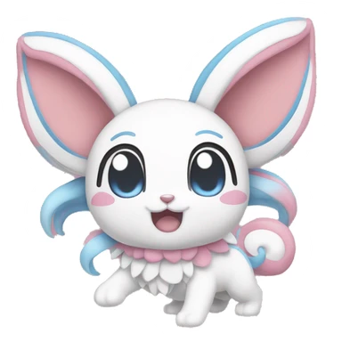 Sylveon, 2d style, line art sticker
