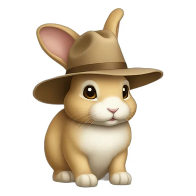 Lapin avec une chapeau sticker