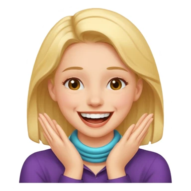 A girl with her hands around her neck laughing  sticker