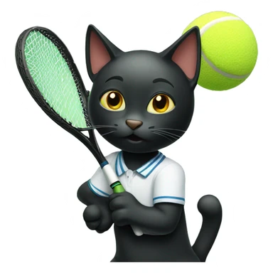 Black cat playing tennis sticker