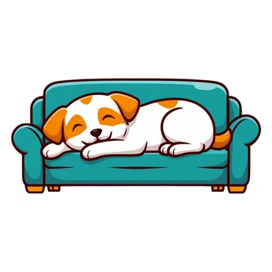 sleepy dog relaxing on couch sticker
