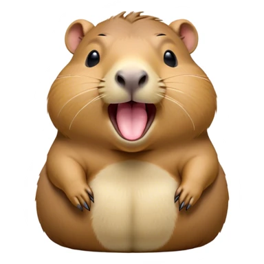 Cinematic Cute Yawning Capybara Portrait Emoji, Head tilted slightly with a dramatic, wide-open yawn, showcasing a plush, rotund body with a gently relaxed capybara face, including a short snout and subtly drooping ears, with drowsy, half-closed eyes rendered in exquisite detail; high shine, relaxed yet expressive, styled with a dash of playful natural charm, soft glowing outline, capturing the essence of a sleepy yet affectionate capybara that appears ready to stretch out for a peaceful nap! sticker