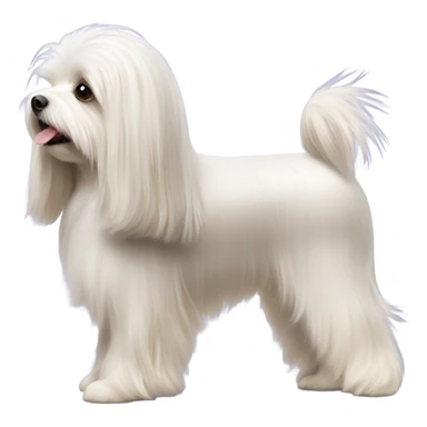 Side view of Havanese with long hair all the way down to the dogs feet at a dog show  sticker